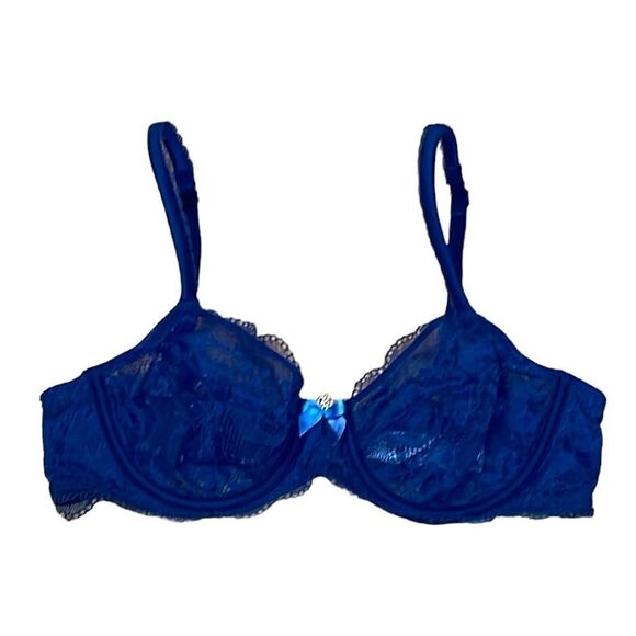 Body by Victoria Unlined Demi, blue lace, 34B - Picture 1 of 7